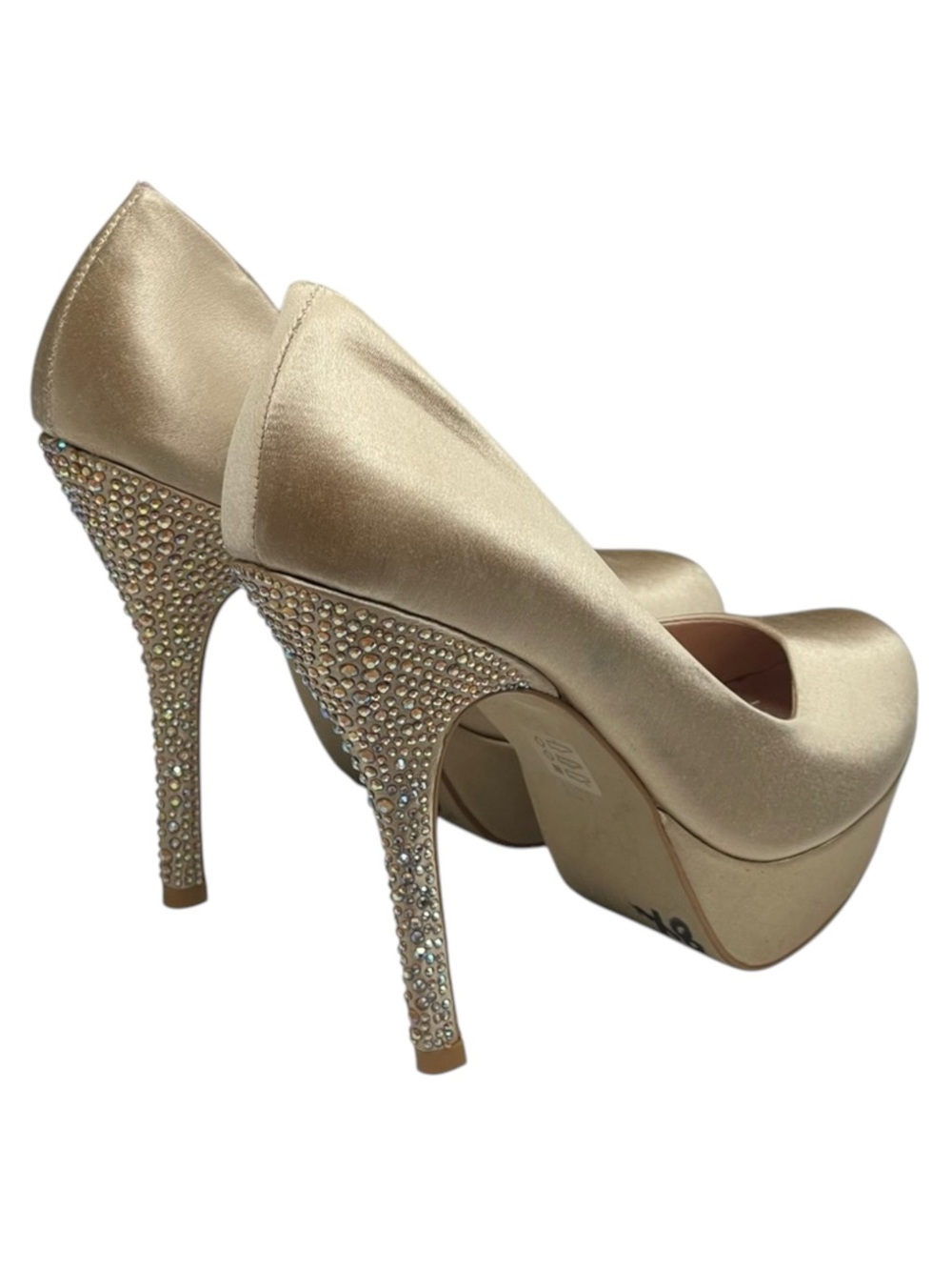 Steve Madden ☀︎︎ Partyy-R Glitter Crystal Platform Stilettos Pumps ☀︎︎ Champagne - Picture 3 of 16